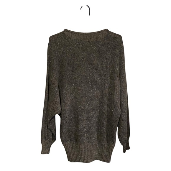 VTG 80s silk blend Black Gray Crew Neck Sweater leather stud detail glam rock - Picture 3 of 6